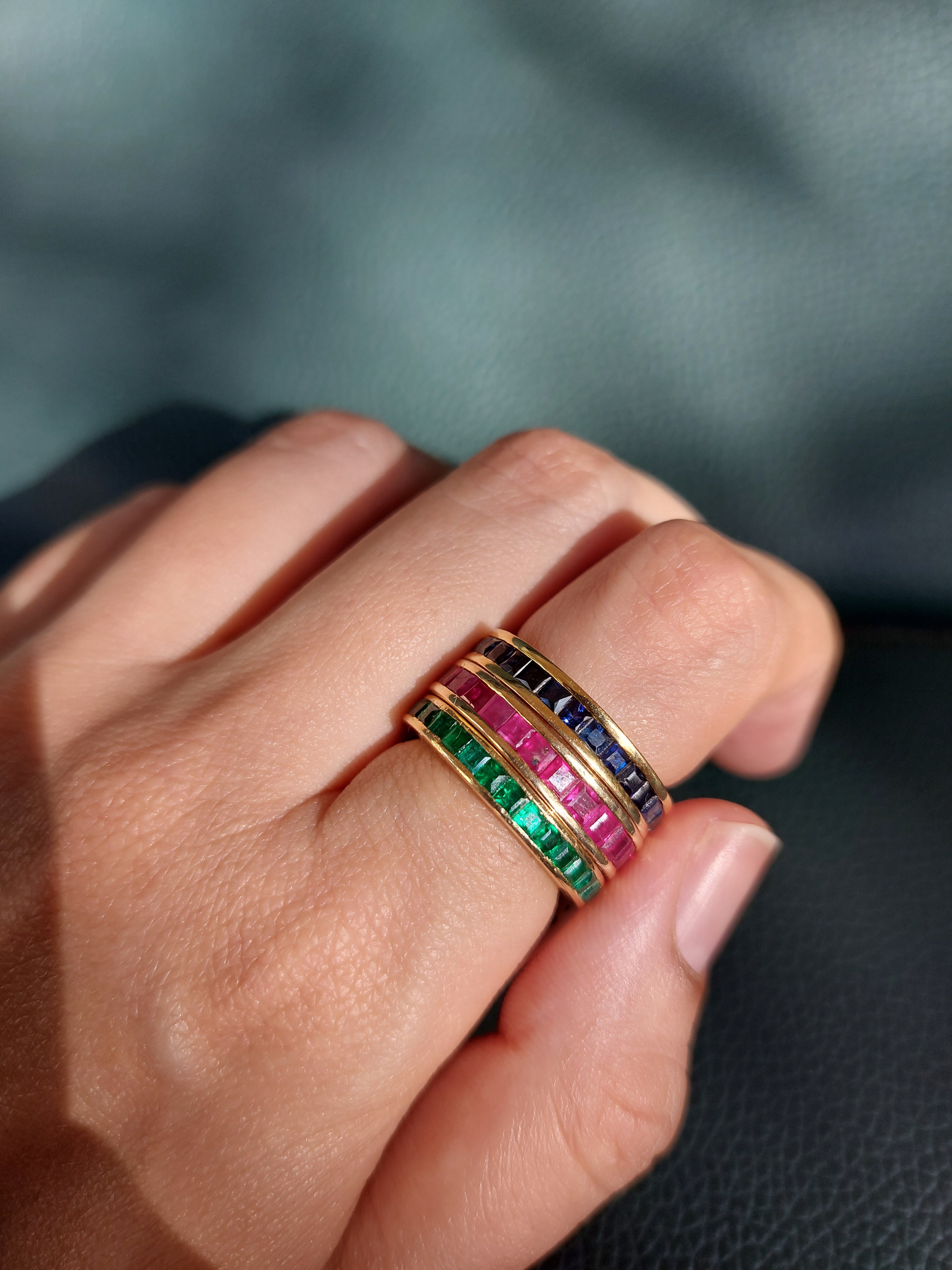 Trio Gemstone Eternity Bands