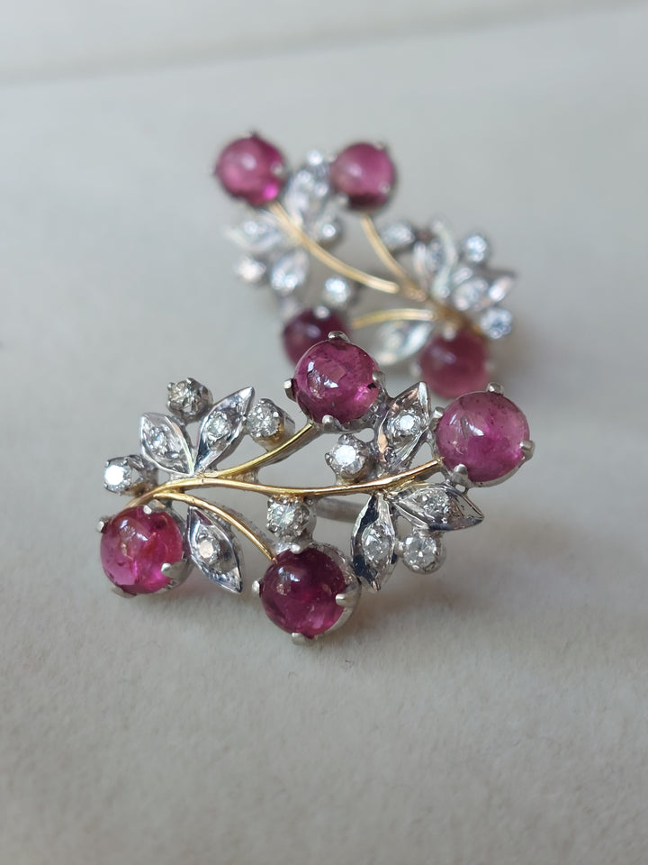 925 silver Fizza Earrings tourmaline floral design with diamonds