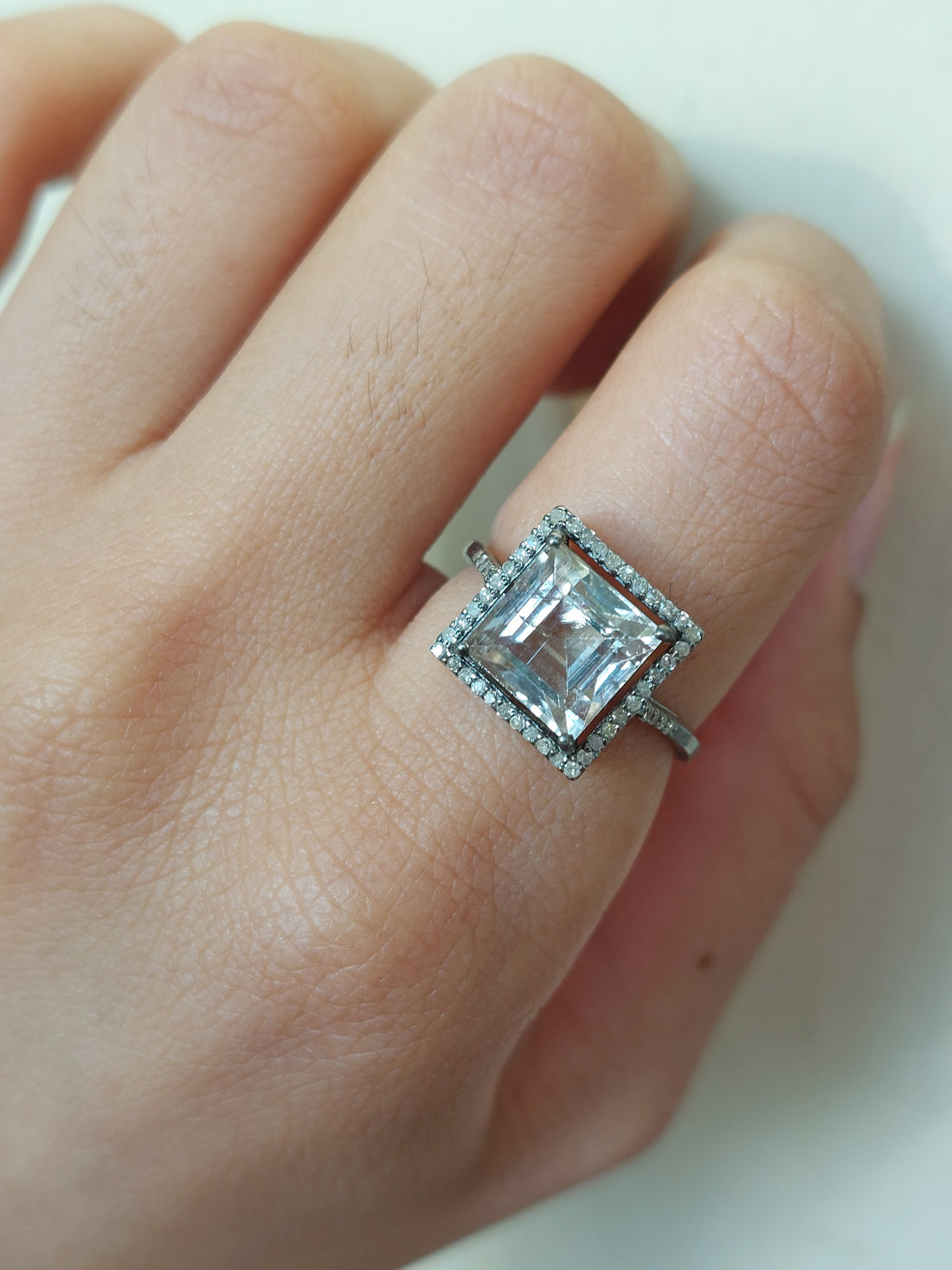 Princess cut diamond halo ring product photo