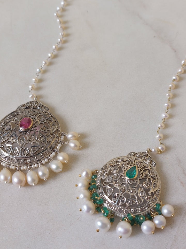 925 silver rosecut diamond emerald tika alternate angle