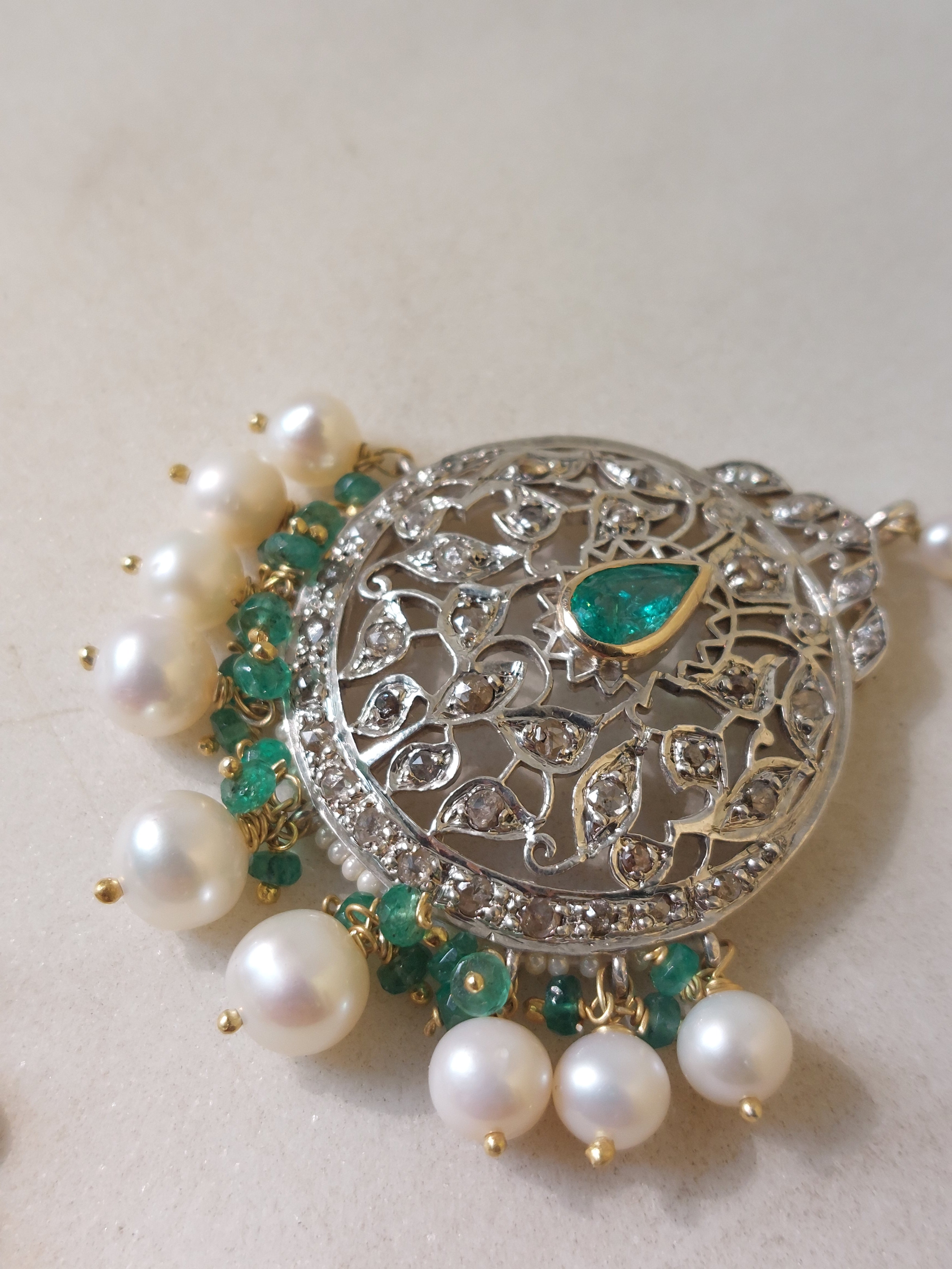 925 silver rosecut diamond and emerald tika product photo