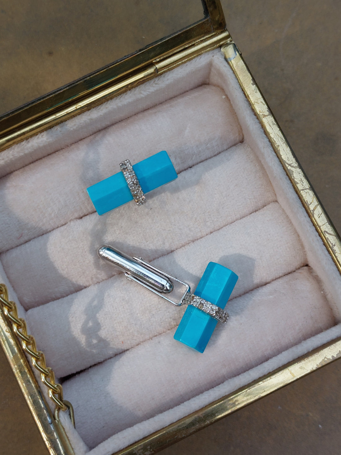 925 silver turquoise cufflinks close-up detail