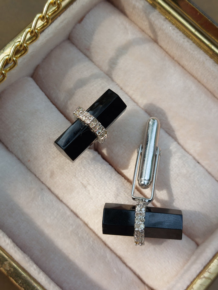 925 silver onyx cufflinks alternate angle