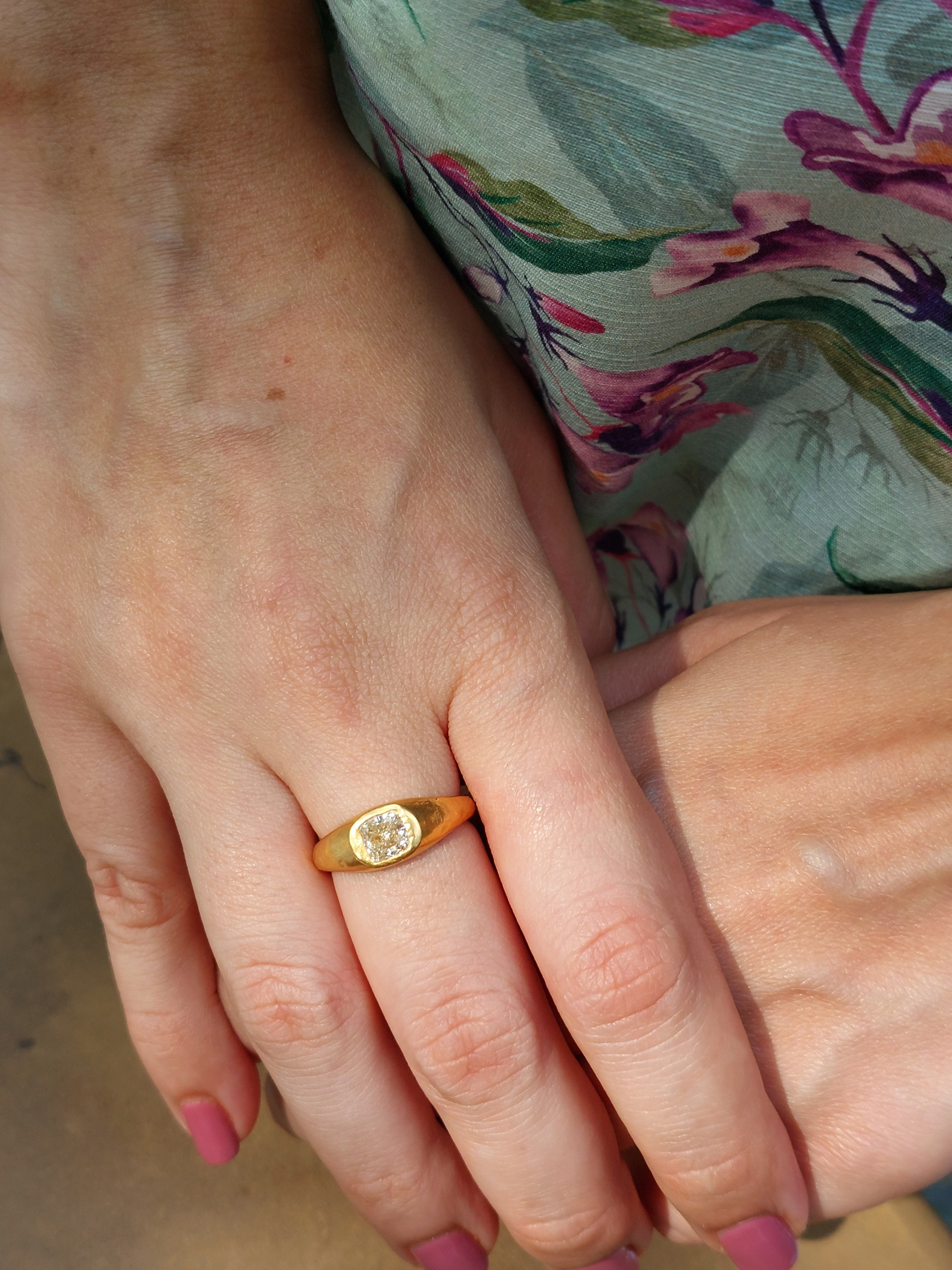 22K gold cushion cut diamond ring product photo