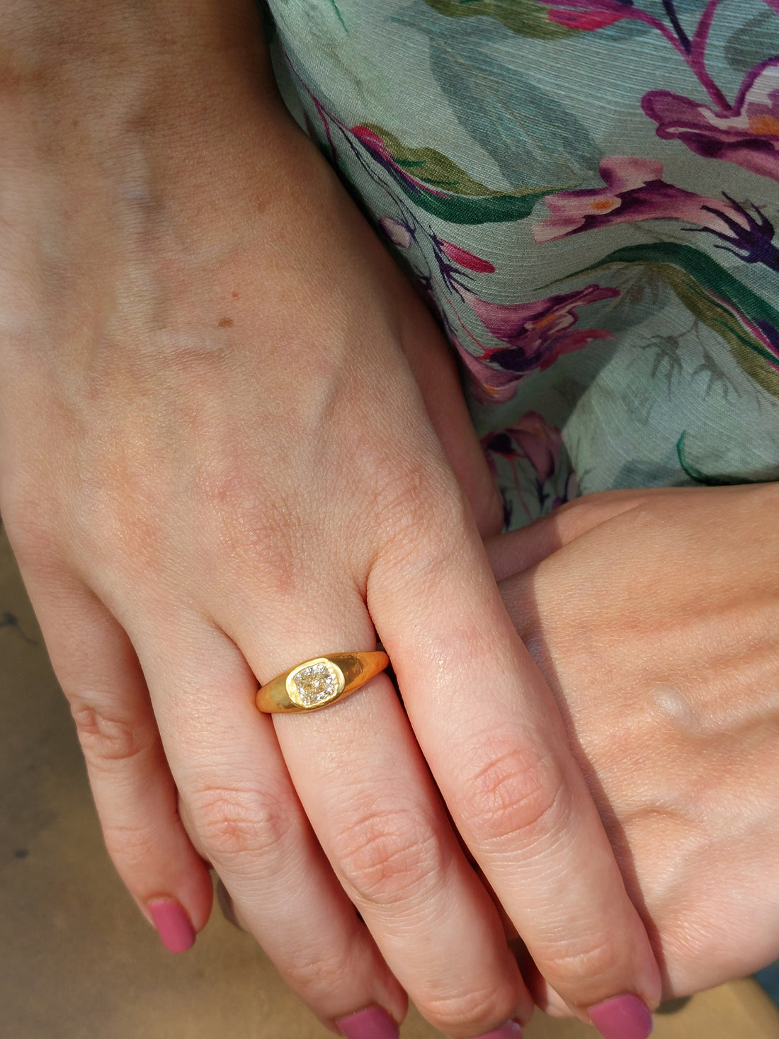22K gold cushion cut diamond ring product photo