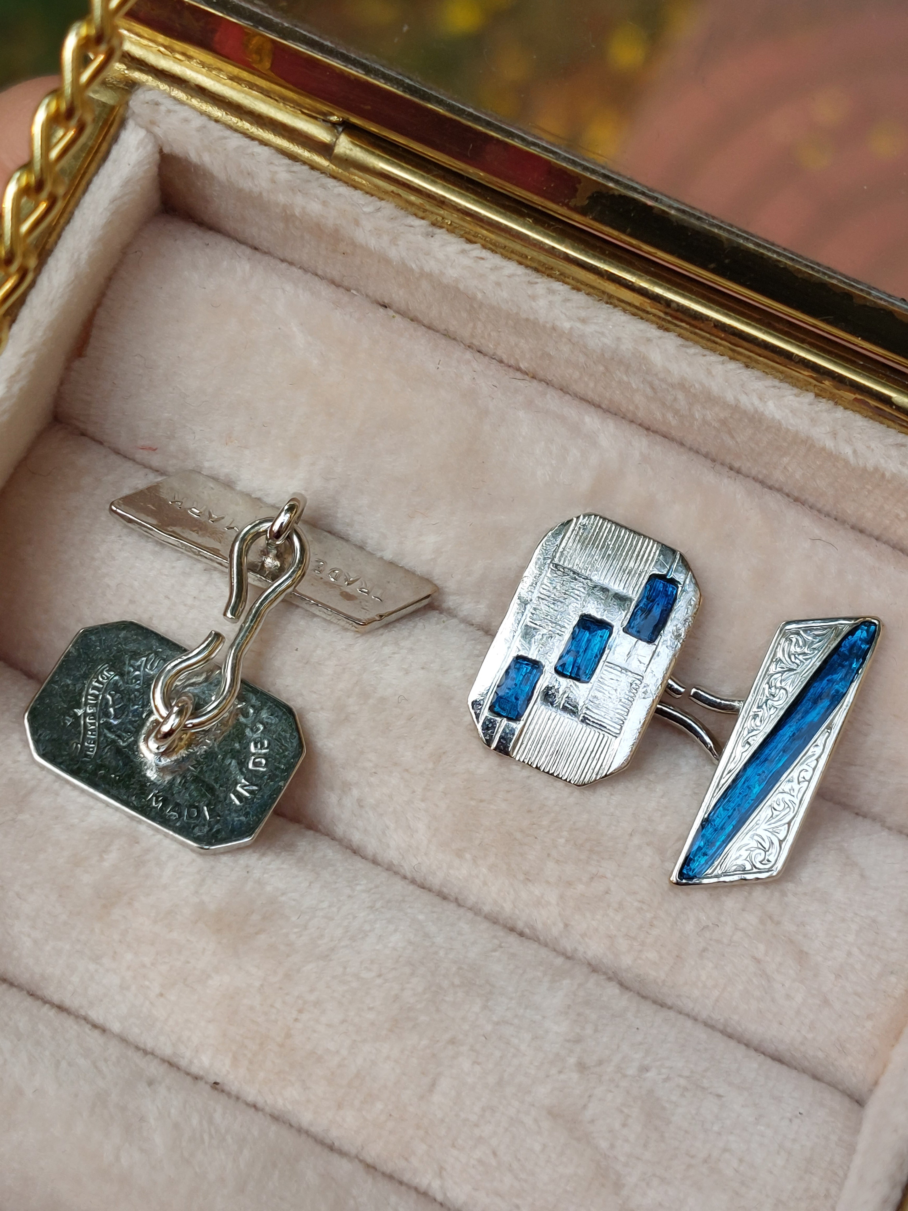 Vintage brass enamel cufflinks product detail