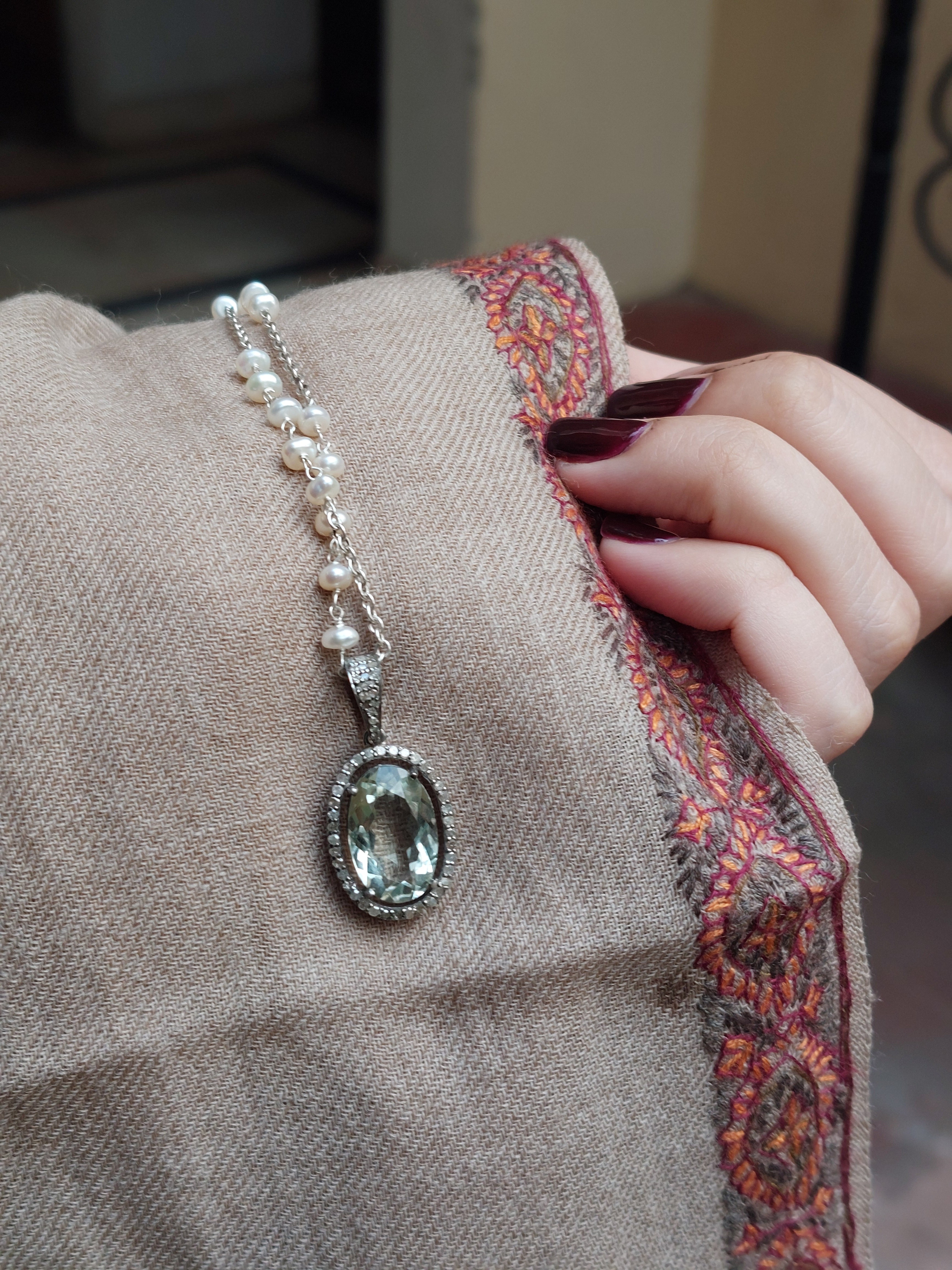 925 silver green amethyst pendant alternate angle