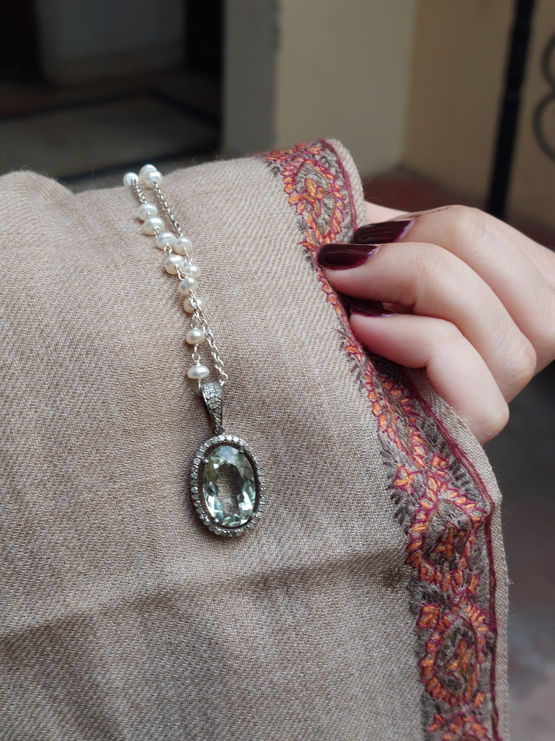 925 silver green amethyst pendant alternate angle