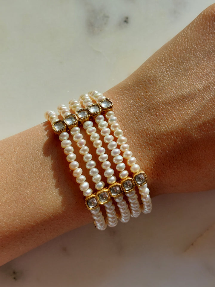 925 silver freshwater pearl bracelet five-strand design