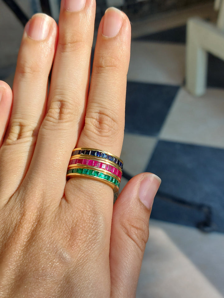 Trio gemstone eternity band alternate angle
