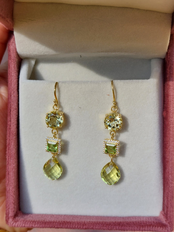 Lemon Quartz Moissanite Earrings