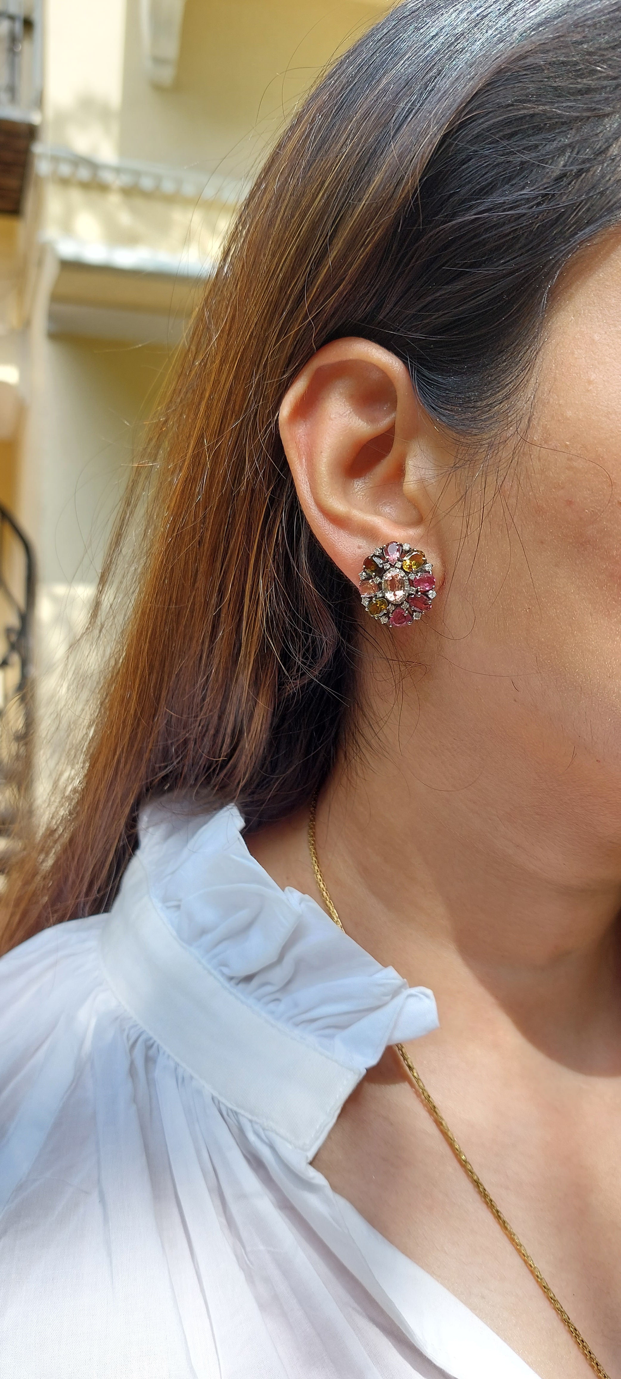 Tourmaline Diamond Studs