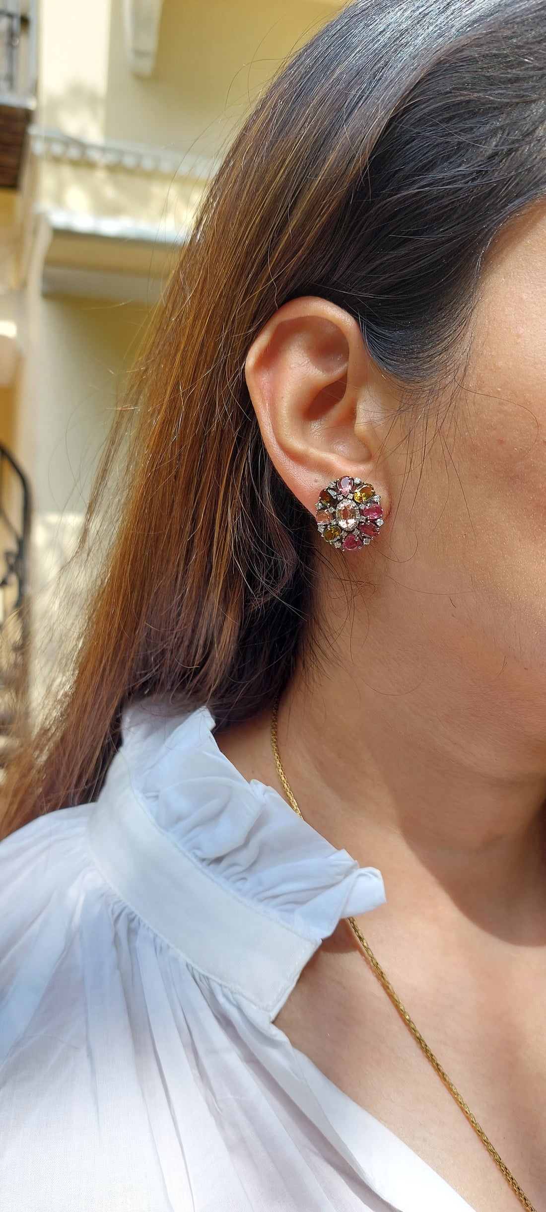 Tourmaline Diamond Studs