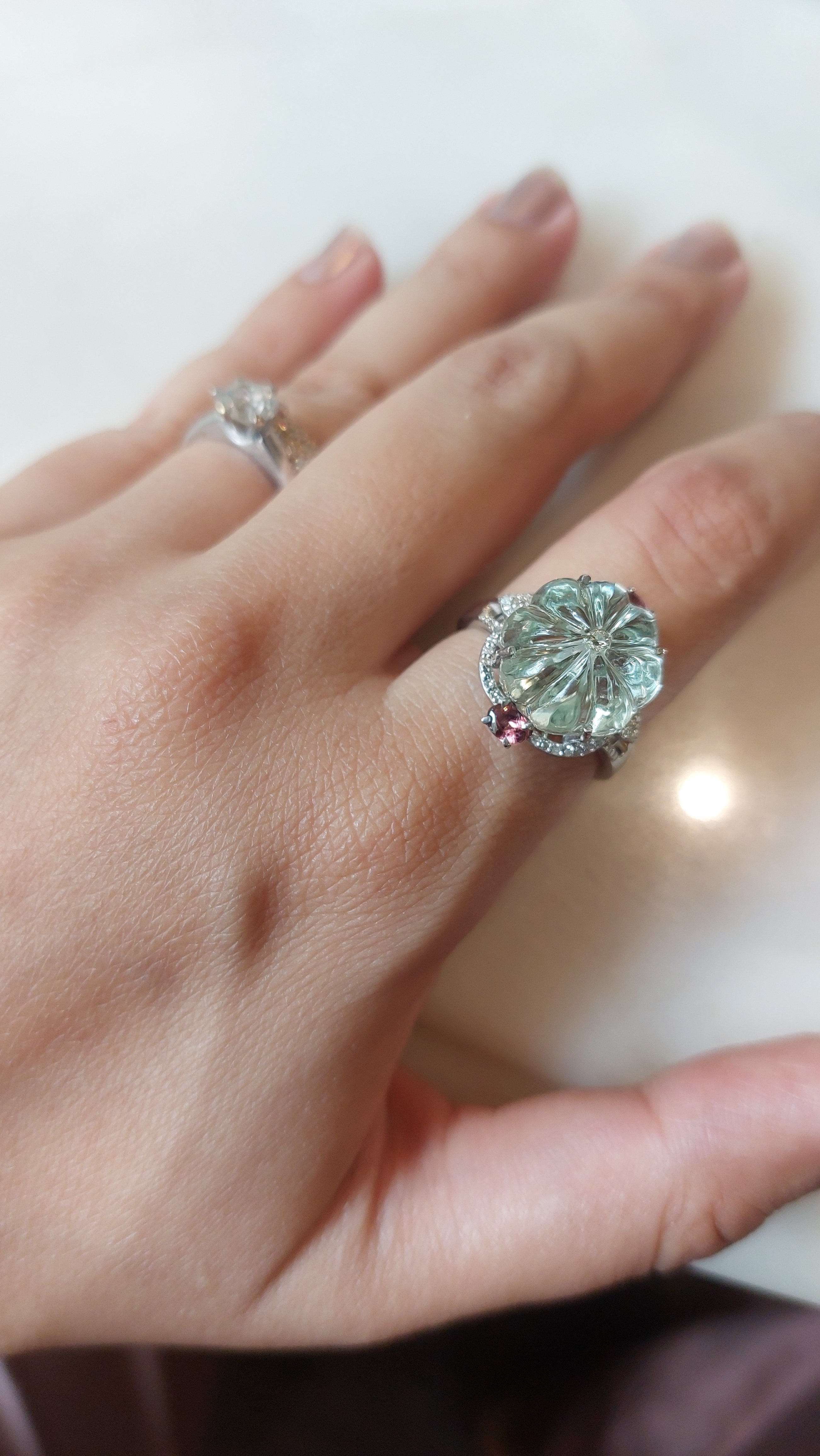 925 silver green amethyst tourmaline ring alternate angle