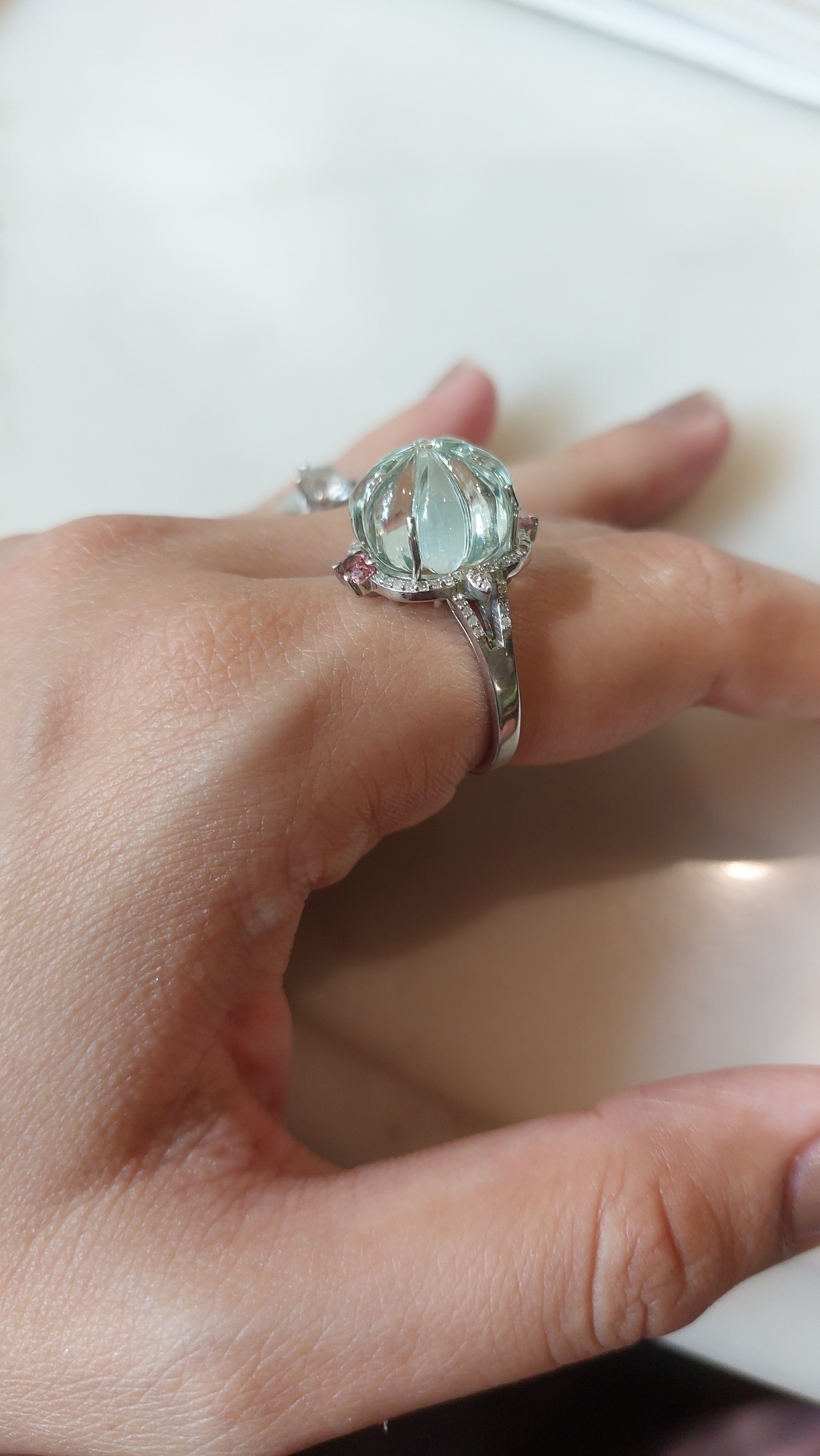 925 silver green amethyst tourmaline ring close-up detail