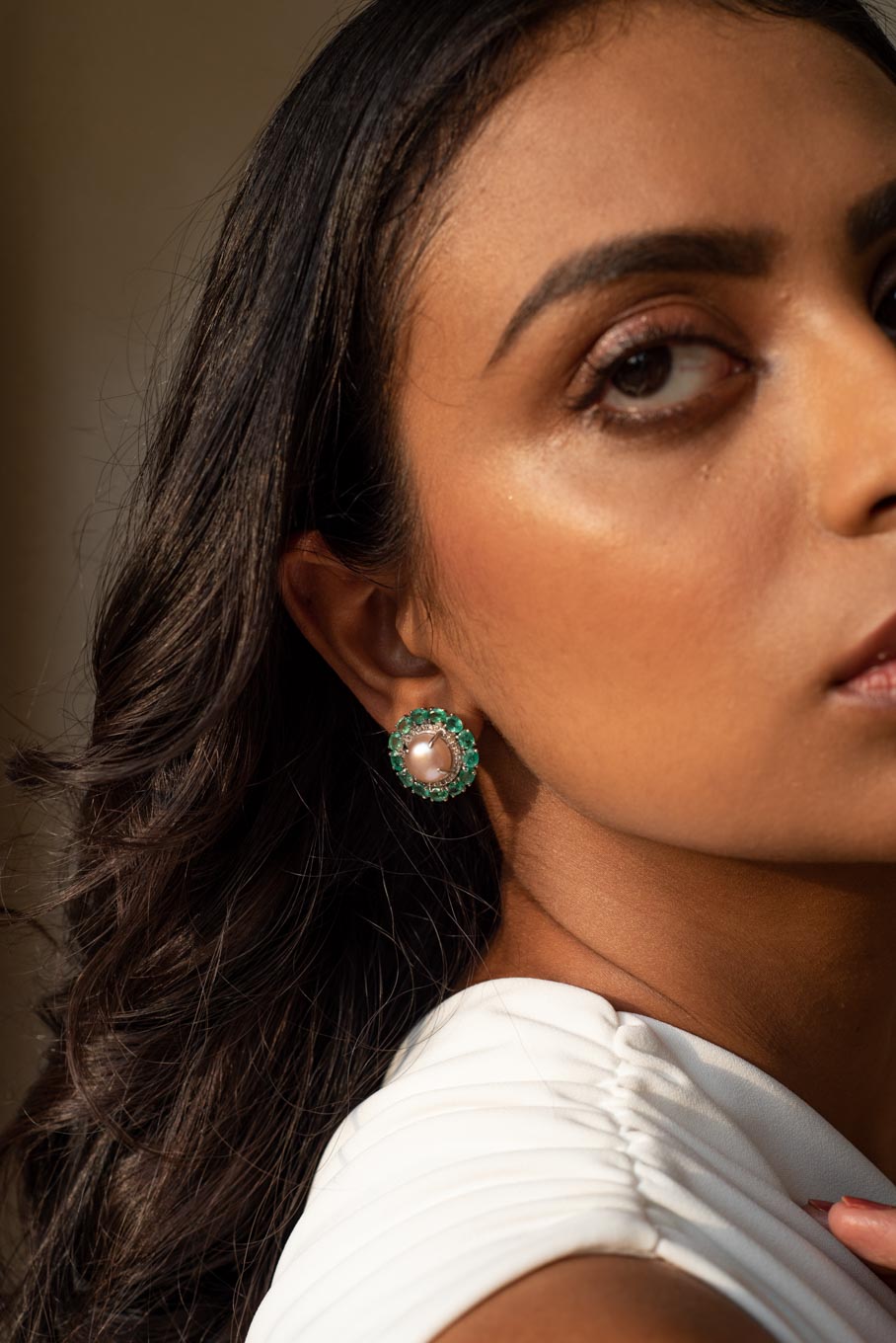 925 silver Rihanna Earring with pearls and turquoise stone