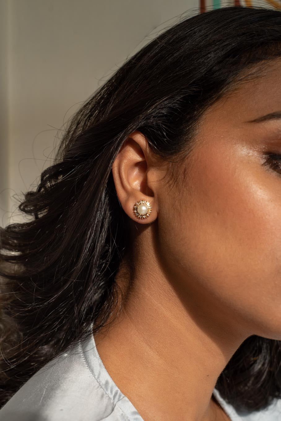 14K gold Nadine Earrings with clustered pearl studs