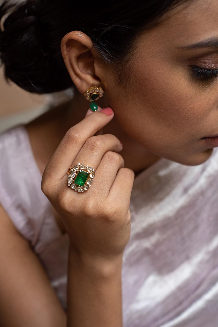 14K gold Sultana Ring worn on hand