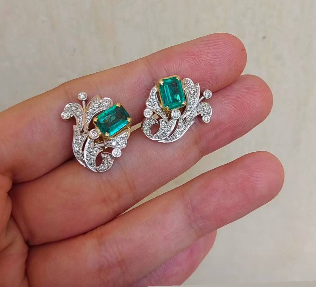Emerald Diamond Studs