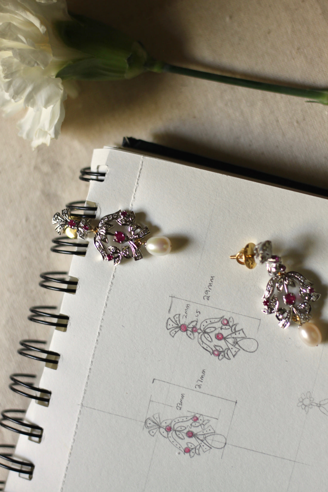 925 silver ruby earrings with purple and clear gemstones