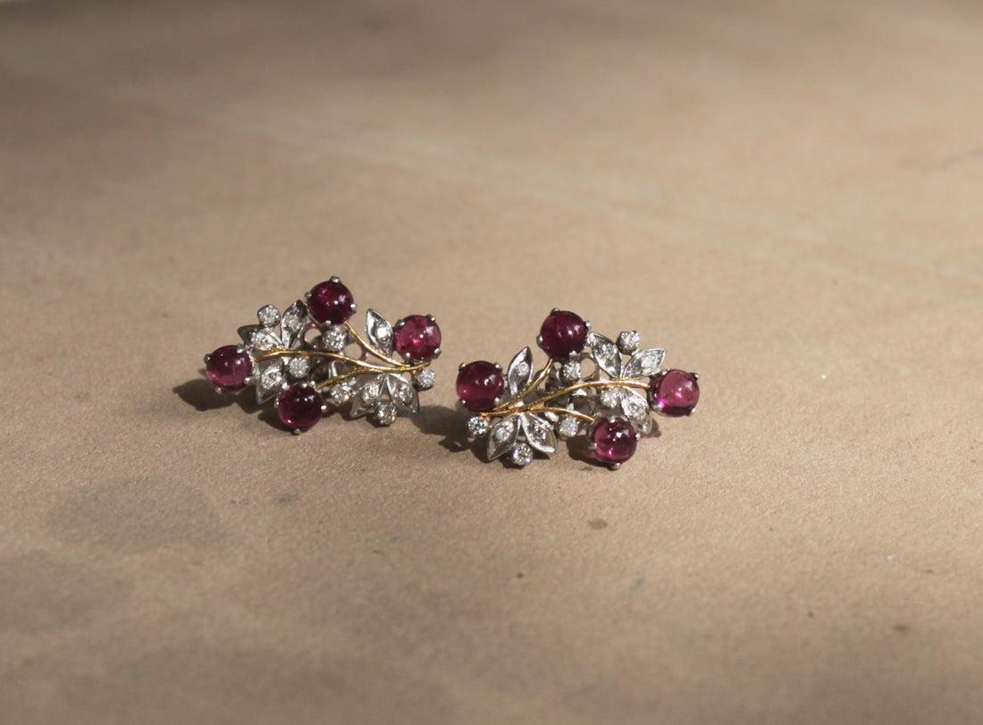 925 silver clustered tourmaline earrings floral design