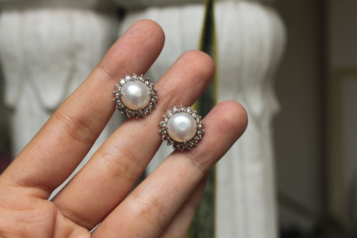 925 silver Yusra Earrings with pearls and floral detailing