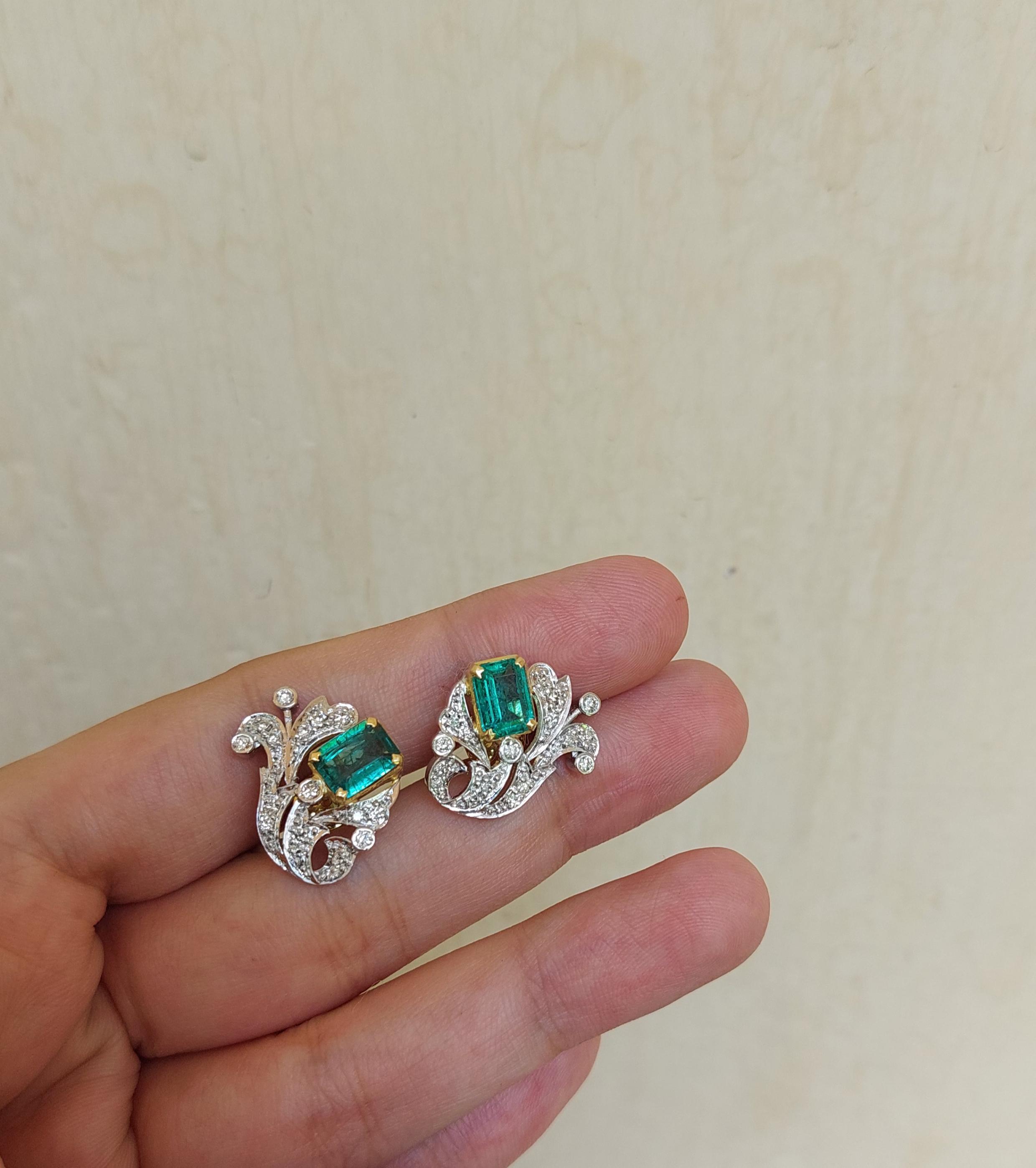 Emerald Diamond Studs