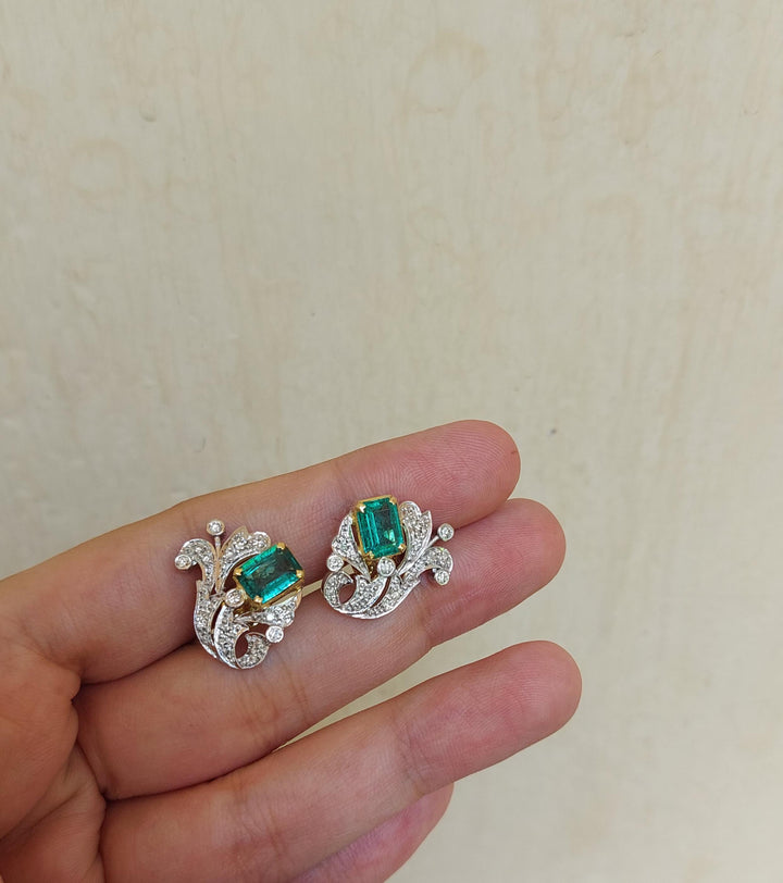 Emerald Diamond Studs