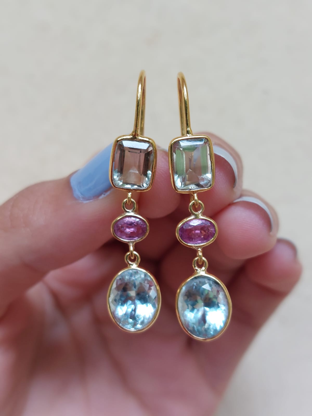 14K gold Ana Earring worn by model
