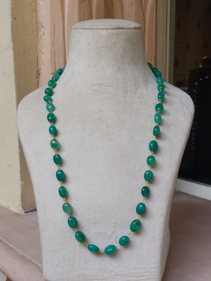 Green onyx bead mala necklace alternate style
