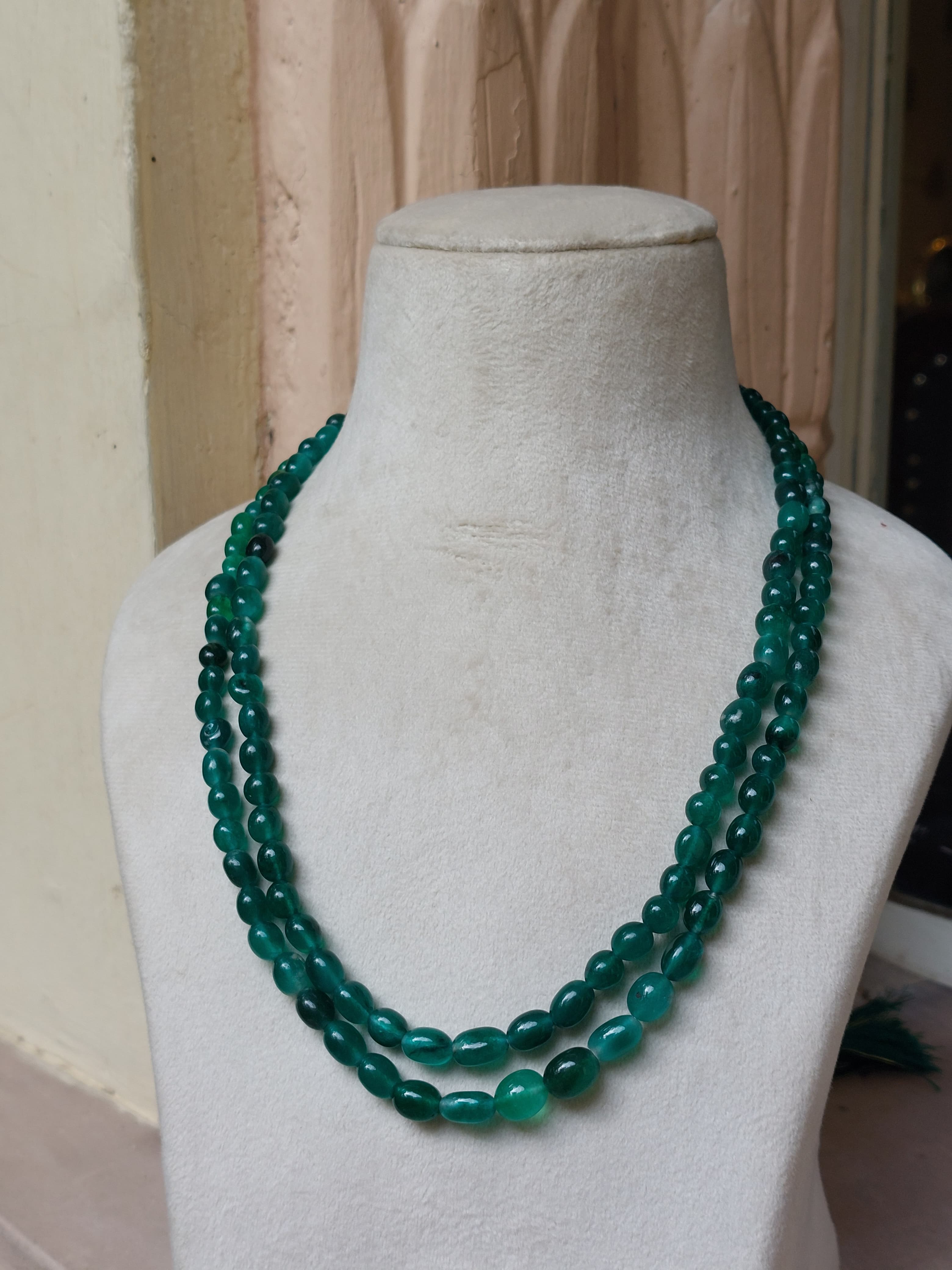 Green onyx bead mala necklace product photo