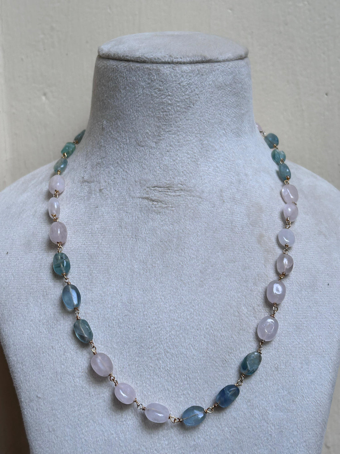 Rose quartz and jade necklace product photo