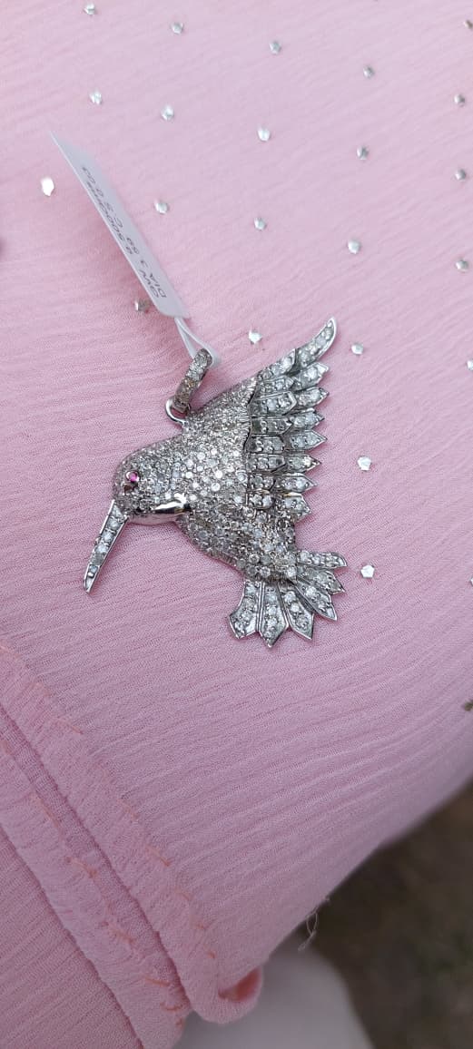 925 silver natural ruby diamond pendant 90C