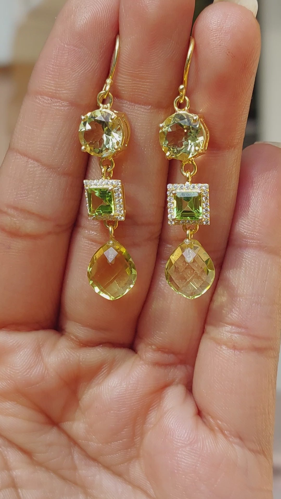 Lemon Quartz Moissanite Earrings