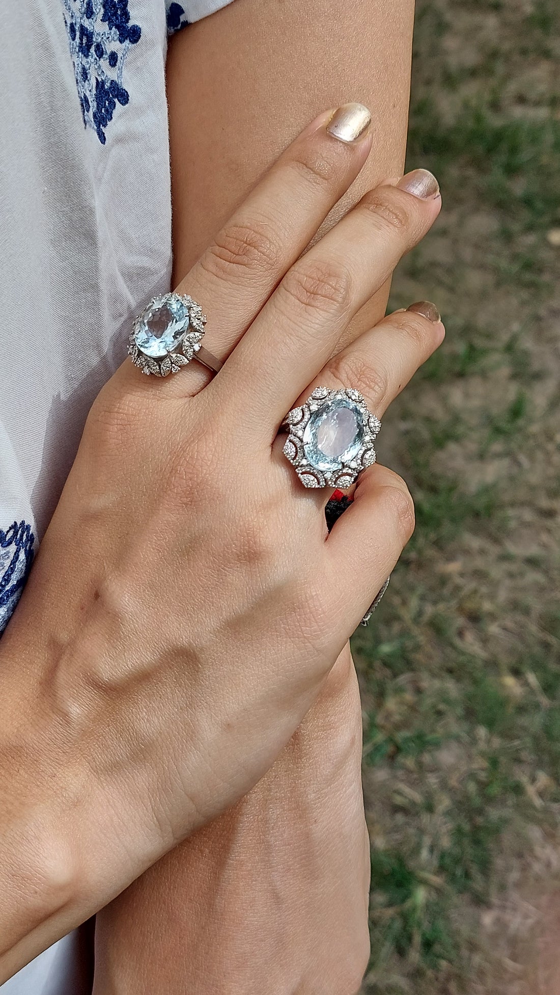 925 silver aquamarine diamond ring 53C alternate angle