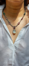 Natural Tourmaline & Diamond Necklace in 925 Silver – 430C
